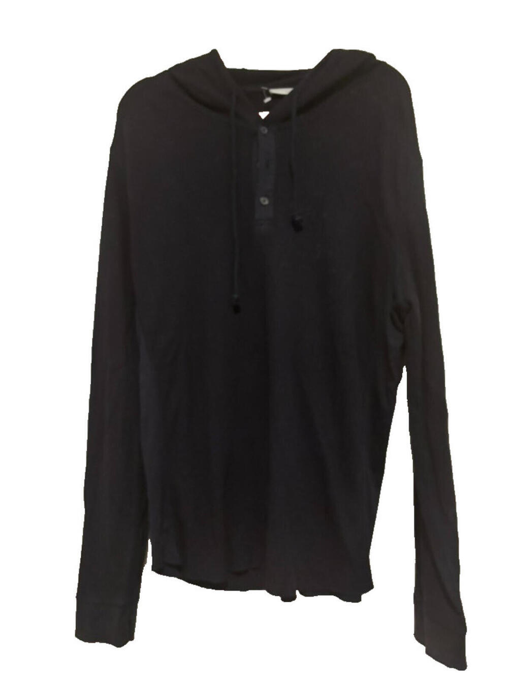Vince sz XL black cotton waffle knit hooded shirt #3472